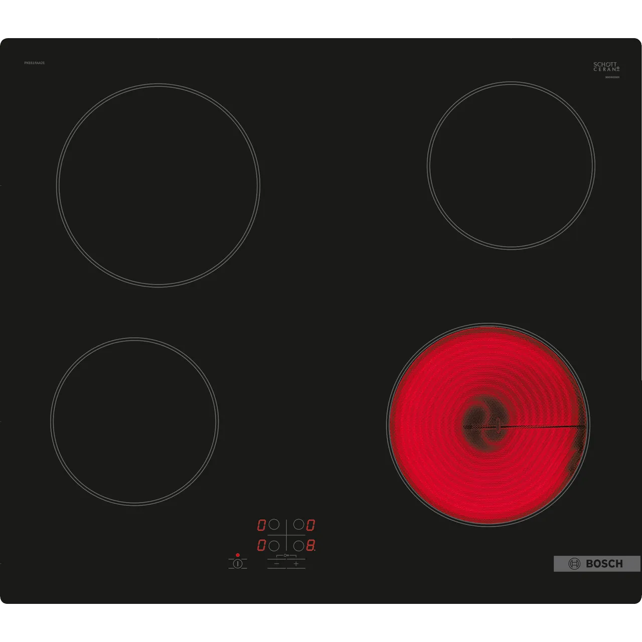 Refurbished Bosch PKE61RAA8B 60 cm 4-Zone Ceramic Electric Hob - Black - Grade A