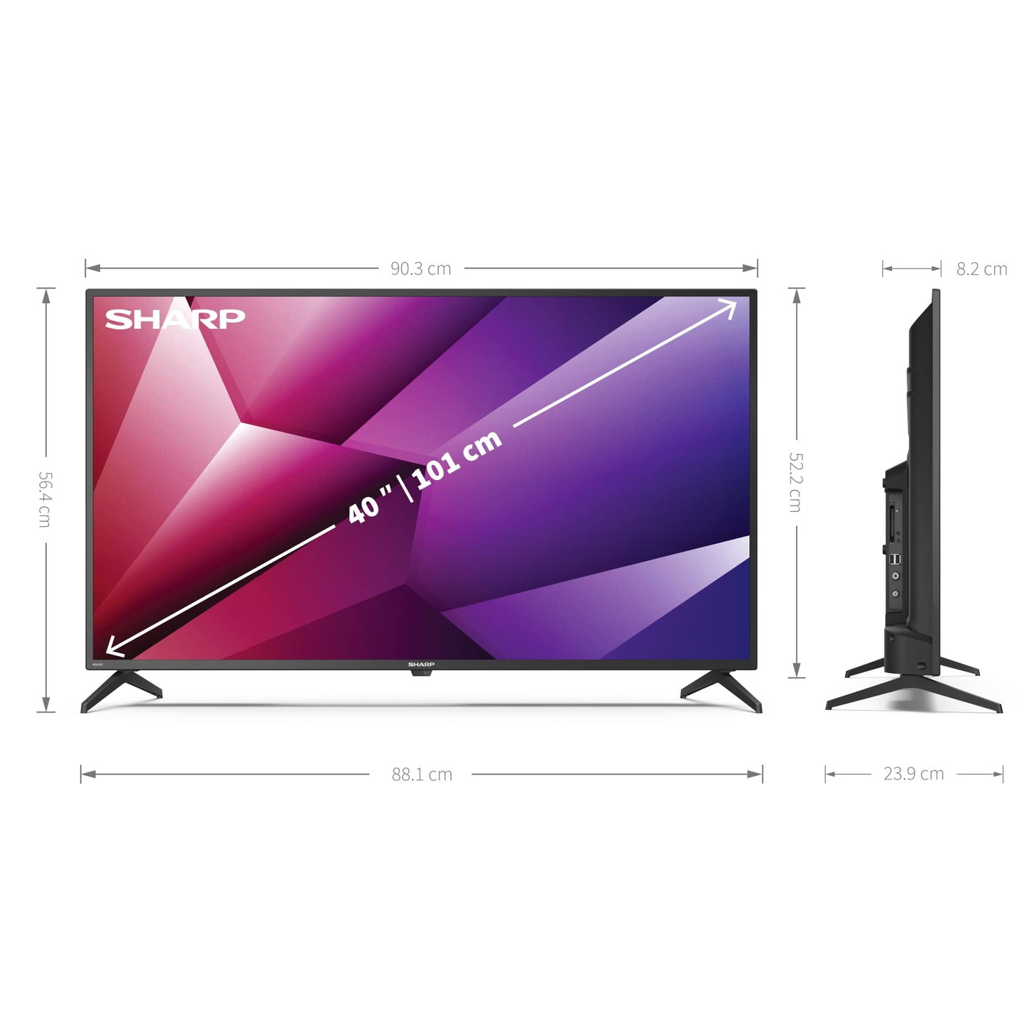 Refurbished SHARP 2T-C40FI2KF2AB 40" Full HD LED Android Smart TV with Google Assistant