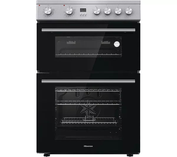Hisense HDE3211BXUK 60cm Double Oven Electric Ceramic Cooker - New Grade A - Black & Stainless Steel