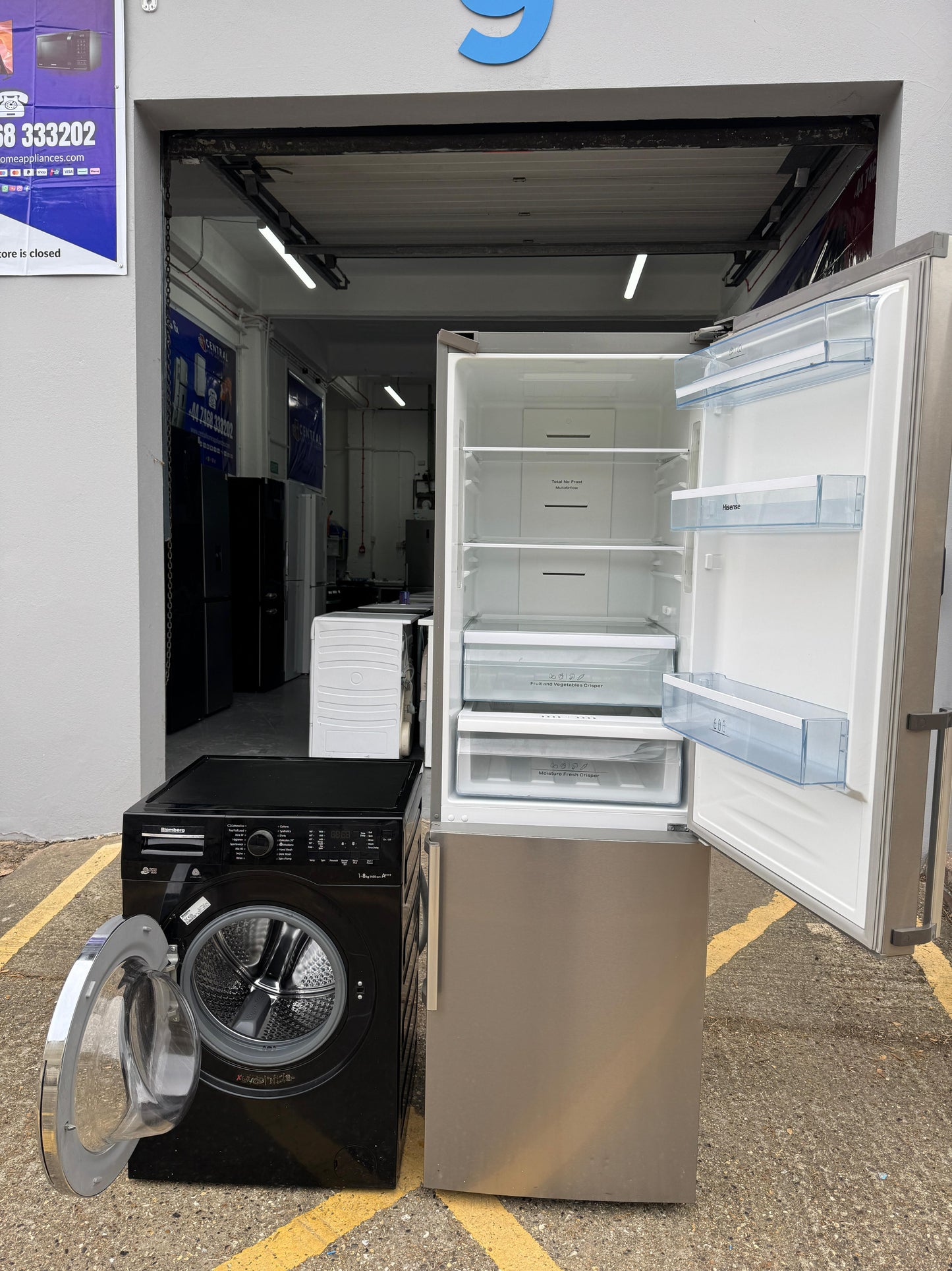 Refurbished Hisense RB403N4AC2 Fridge Freezer + Blomberg LWF28442B 8kg Washing Machine Combo