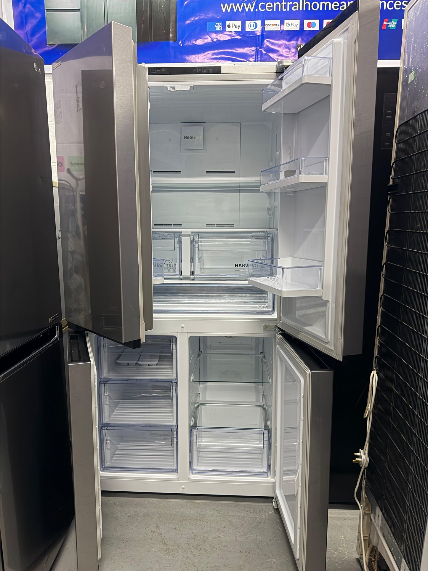 Refurbished Beko GN446224VPS 572L American-Style Fridge Freezer – Stainless Steel