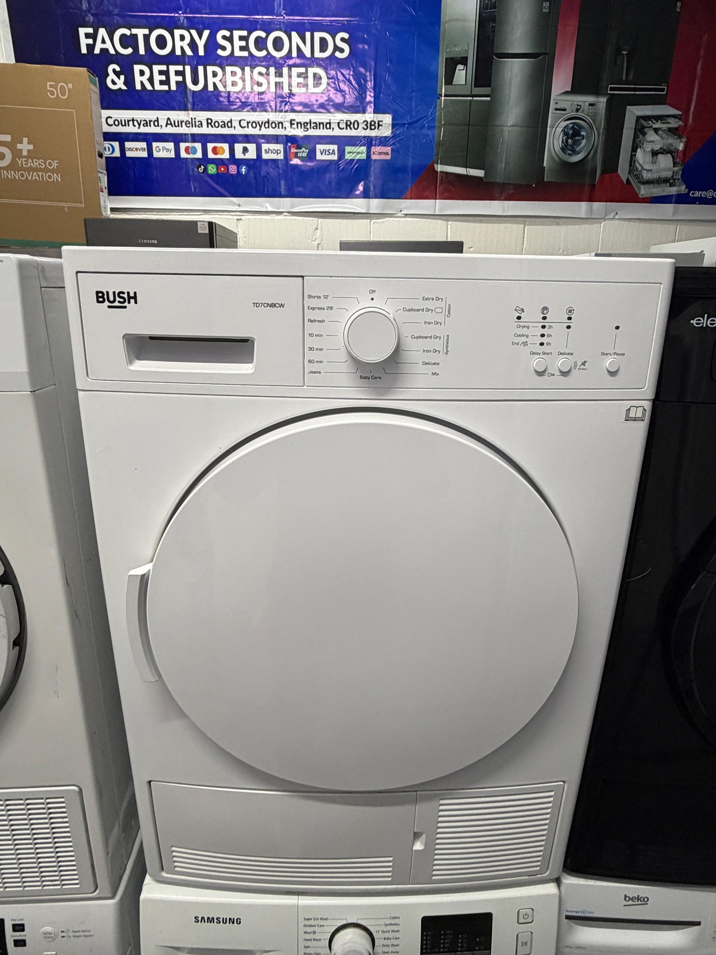 Refurbished Bush TD7CNBCW 7 kg Condenser Tumble Dryer – White