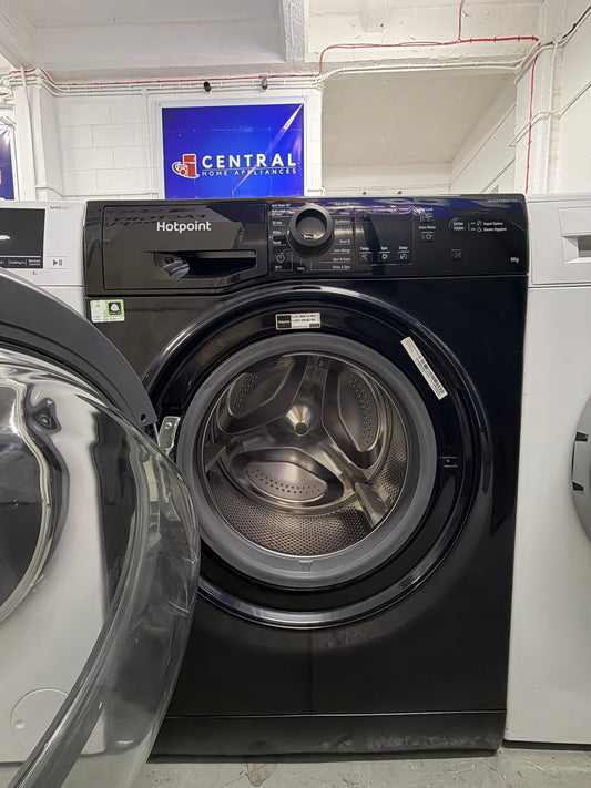 Refurbished Hotpoint NSWM843CBSUKN 8kg 1400 Spin Washing Machine - Black