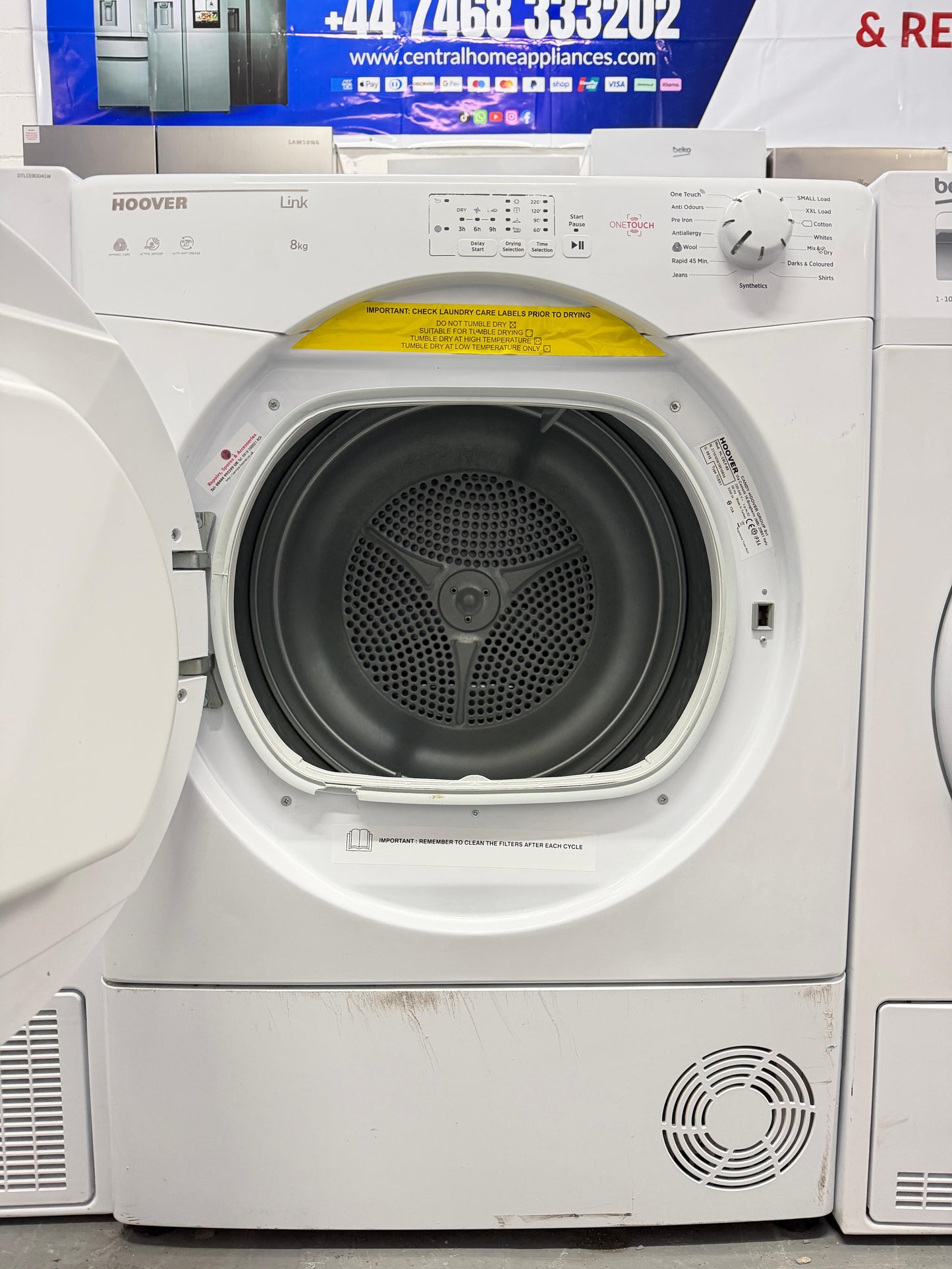 Refurbished Hoover HL C8LF-80 8kg Condenser Tumble Dryer - White