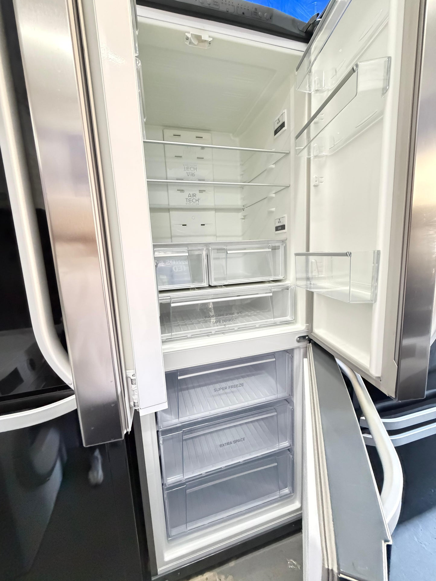 Refurbished Hotpoint FFU3DX 450 L Frost Free Fridge Freezer - Stainless Steel