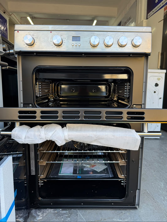 Hisense HDE3211BXUK 60cm Double Oven Electric Ceramic Cooker - Unused Grade A - Stainless Steel