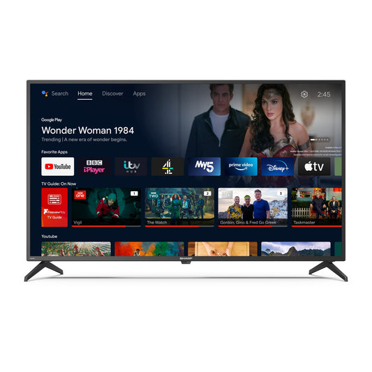 Refurbished SHARP 2T-C40FI2KF2AB 40" Full HD LED Android Smart TV with Google Assistant