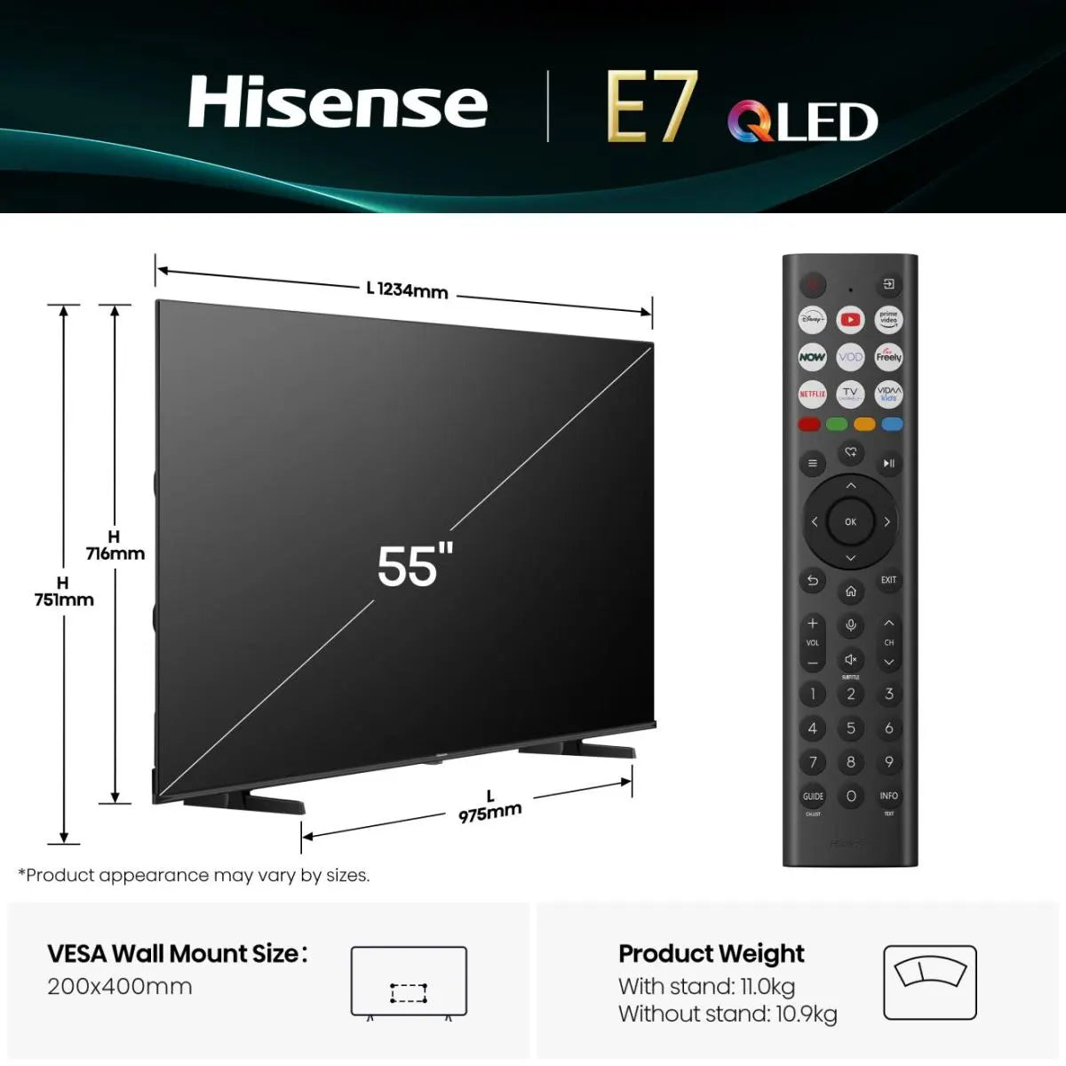 Hisense 55E7QTUK 55" 4K QLED Smart TV - Brand New Boxed