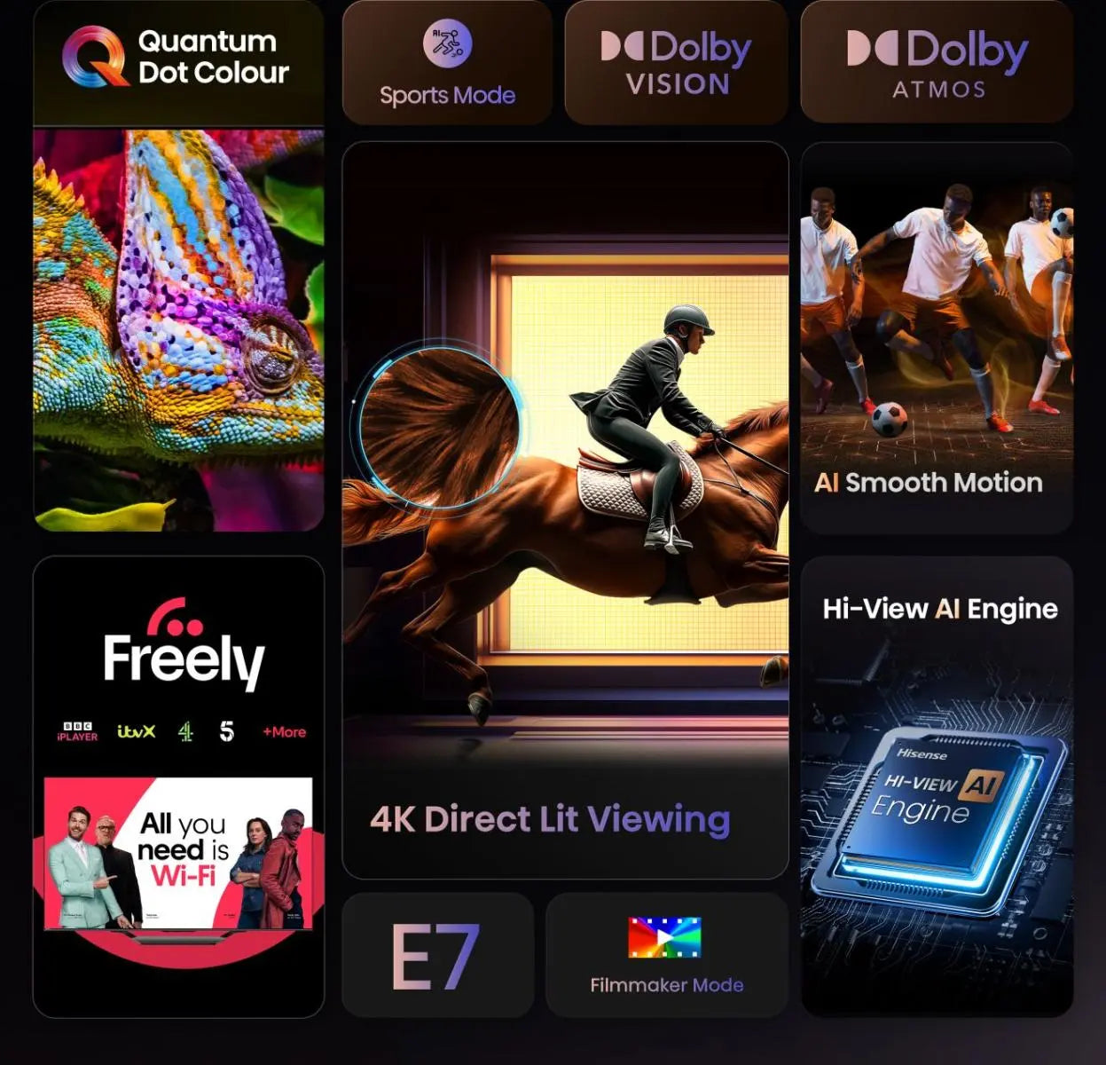 Hisense 55E7QTUK 55" 4K QLED Smart TV - Brand New Boxed