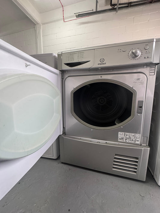 Refurbished Indesit Condenser Tumble Dryer – 8kg Silver | IDC8T3BS