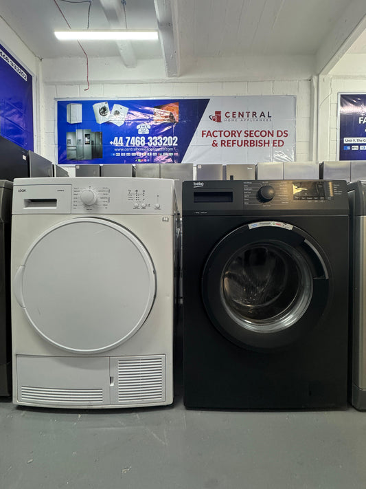 Refurbished Logik 8 kg Condenser Tumble Dryer + Beko 10 kg 1400 rpm Washing Machine Combo
