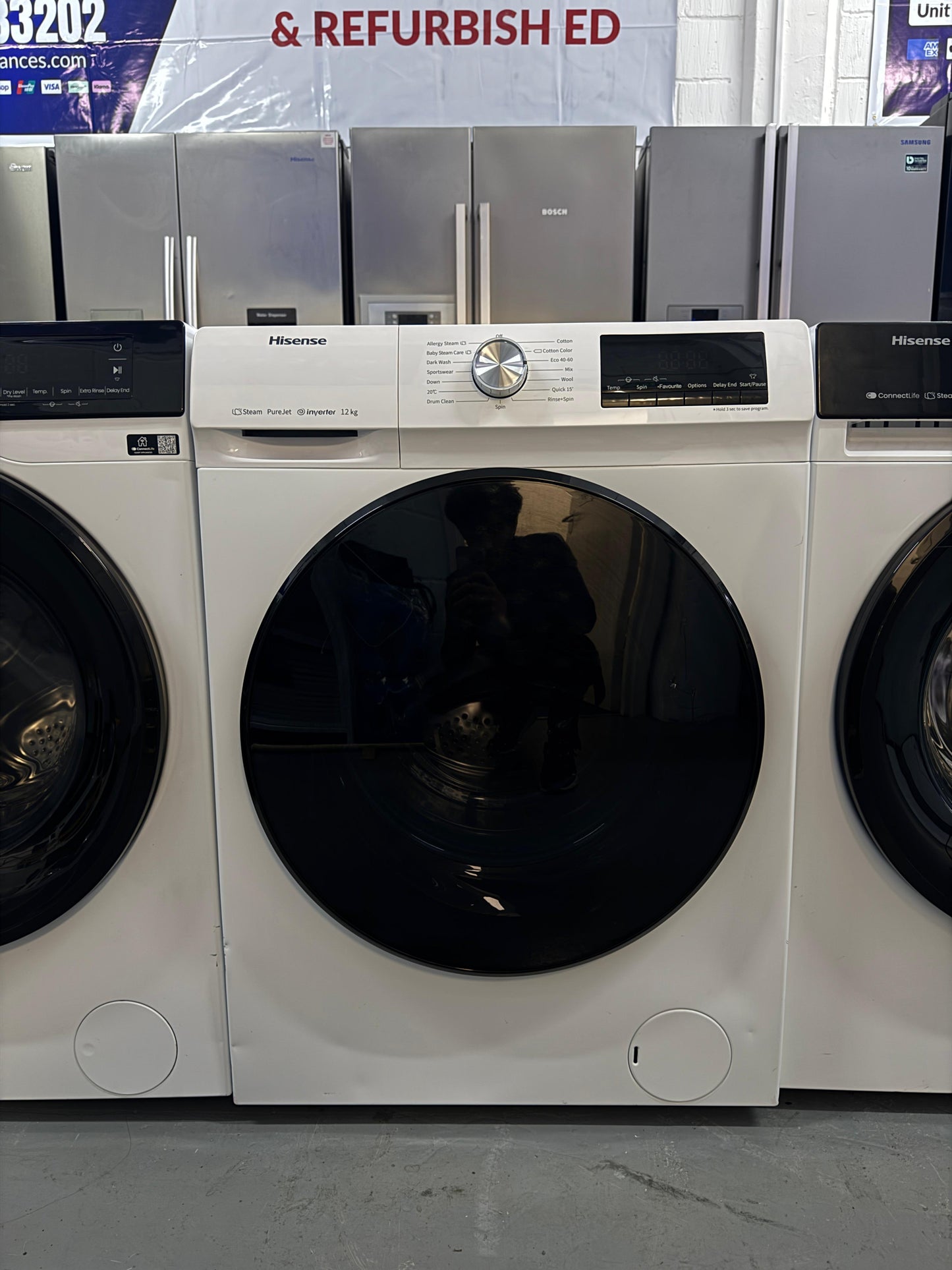 Refurbished Hisense 12 kg Steam PureJet Washing Machine | WFQY1214EVJM