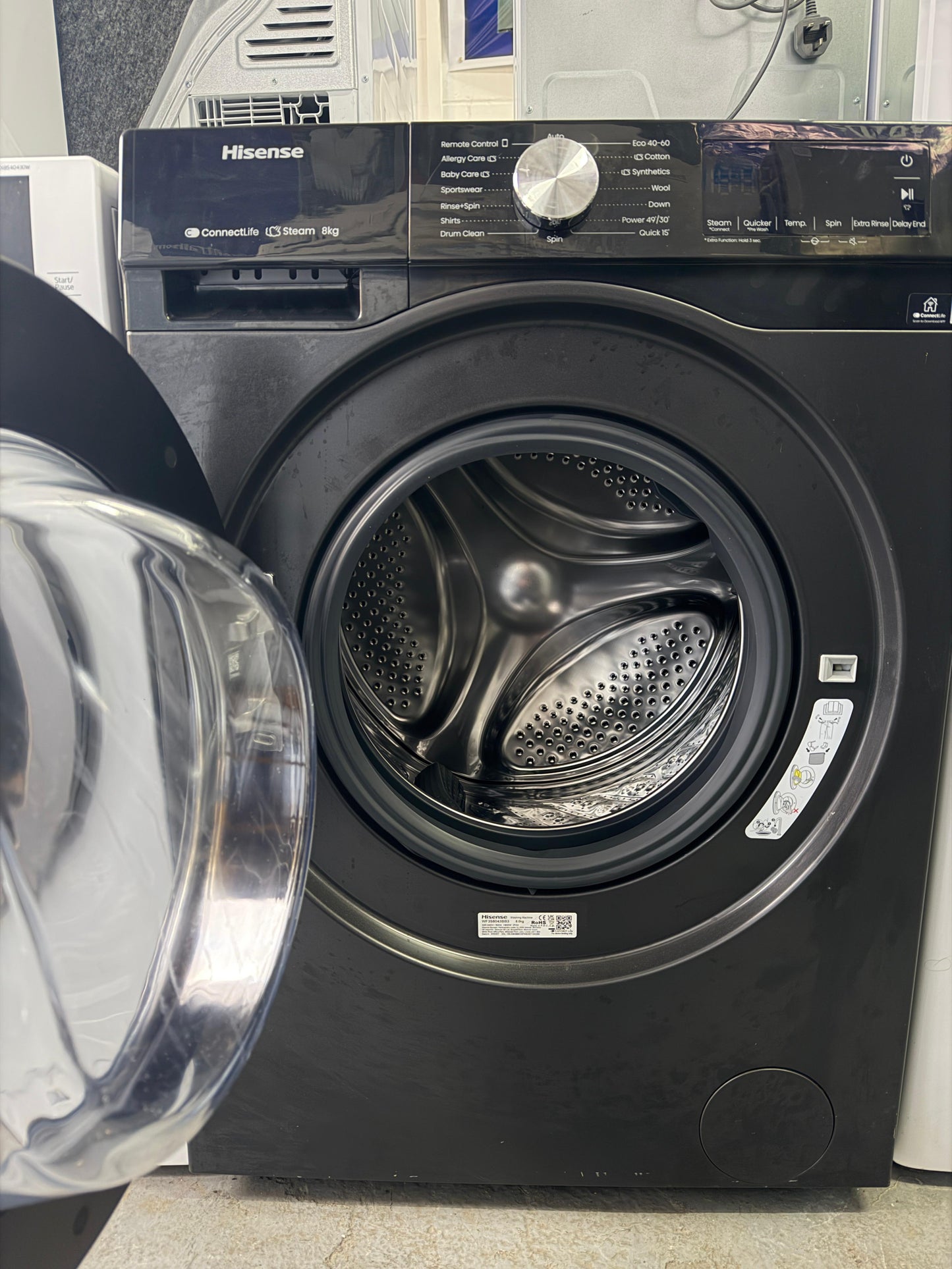 Refurbished Hisense WF3S8043BB3 8kg 1400rpm Washing Machine - Black - Grade A