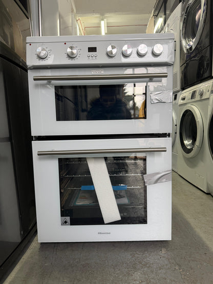 Hisense HDE3211BWUK 60cm Double Oven Electric Cooker – White – New Grade A