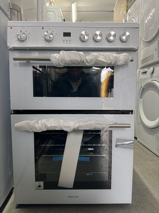 Hisense HDE3211BWUK 60cm Double Oven Electric Cooker – White – New Grade A