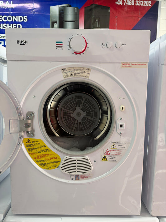 Bush TD3CNBW 3kg Vented Tumble Dryer - Compact, 3 Heat Settings - White - Unused - Grade A