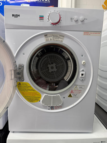 Bush TD3CNBW 3kg Vented Tumble Dryer - Compact, 3 Heat Settings - White - Unused - Grade A