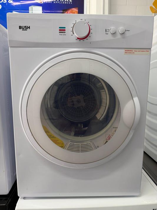 Bush TD3CNBW 3kg Vented Tumble Dryer - Compact, 3 Heat Settings - White - Unused - Grade A