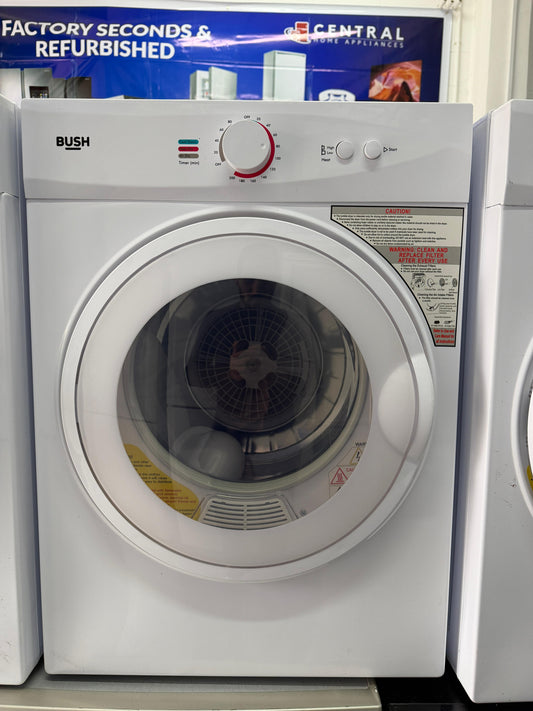 Bush TD3CNBW 3kg Vented Tumble Dryer - Compact, 3 Heat Settings - White - Unused - Grade A