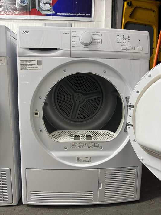 Refurbished Logik LCD8W23 8 kg Condenser Tumble Dryer - White