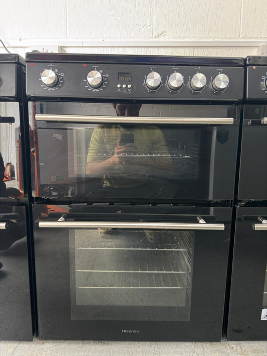 Hisense HDE3211BBUK 60cm Electric Cooker with Double Oven & Ceramic Hob - Black - Unused Grade A