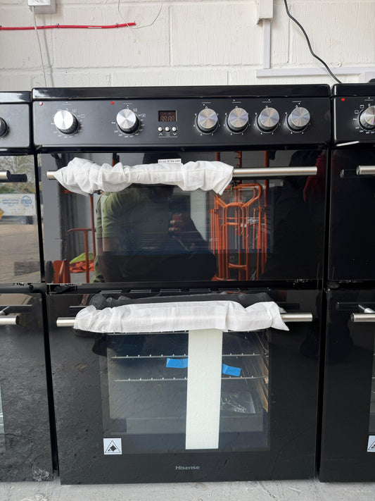 Hisense HDE3211BBUK 60cm Electric Cooker with Double Oven & Ceramic Hob - Black - Unused Grade A
