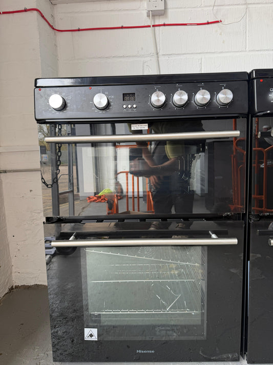 Hisense HDE3211BBUK 60cm Electric Cooker with Double Oven & Ceramic Hob - Black - Unused Grade A