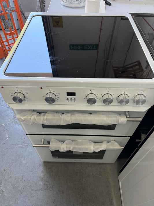 Hisense HDE3211BWUK 60cm Double Oven Electric Cooker with Ceramic Hob - White - Unused Grade A