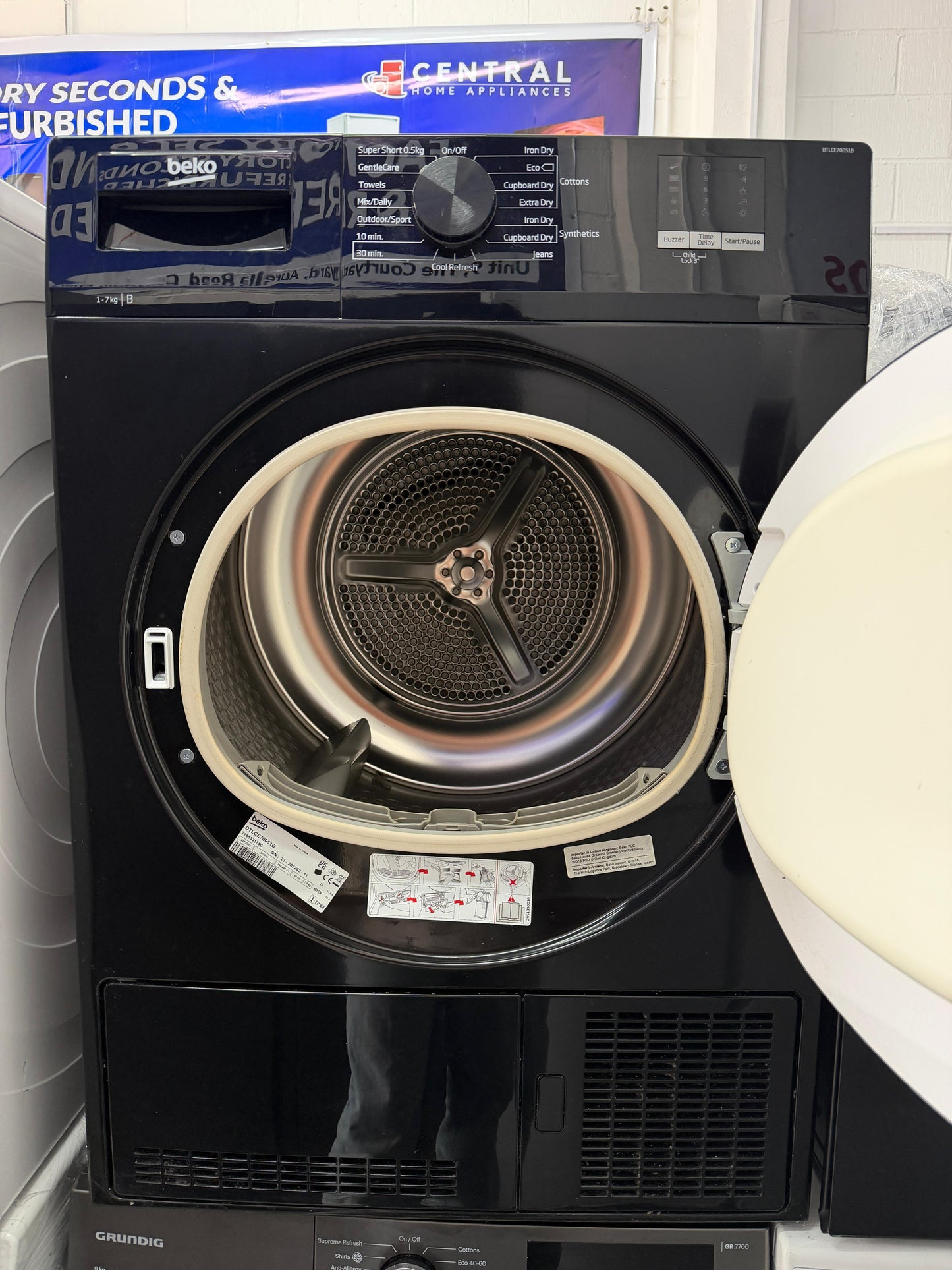 Refurbished Beko DTLCE70051B 7kg Condenser Tumble Dryer - Black
