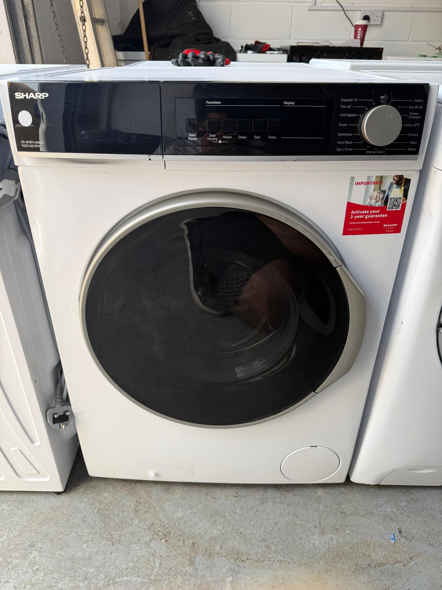 Refurbished Sharp ES-NFB914AWNA 9Kg 1400RPM Washing Machine – White