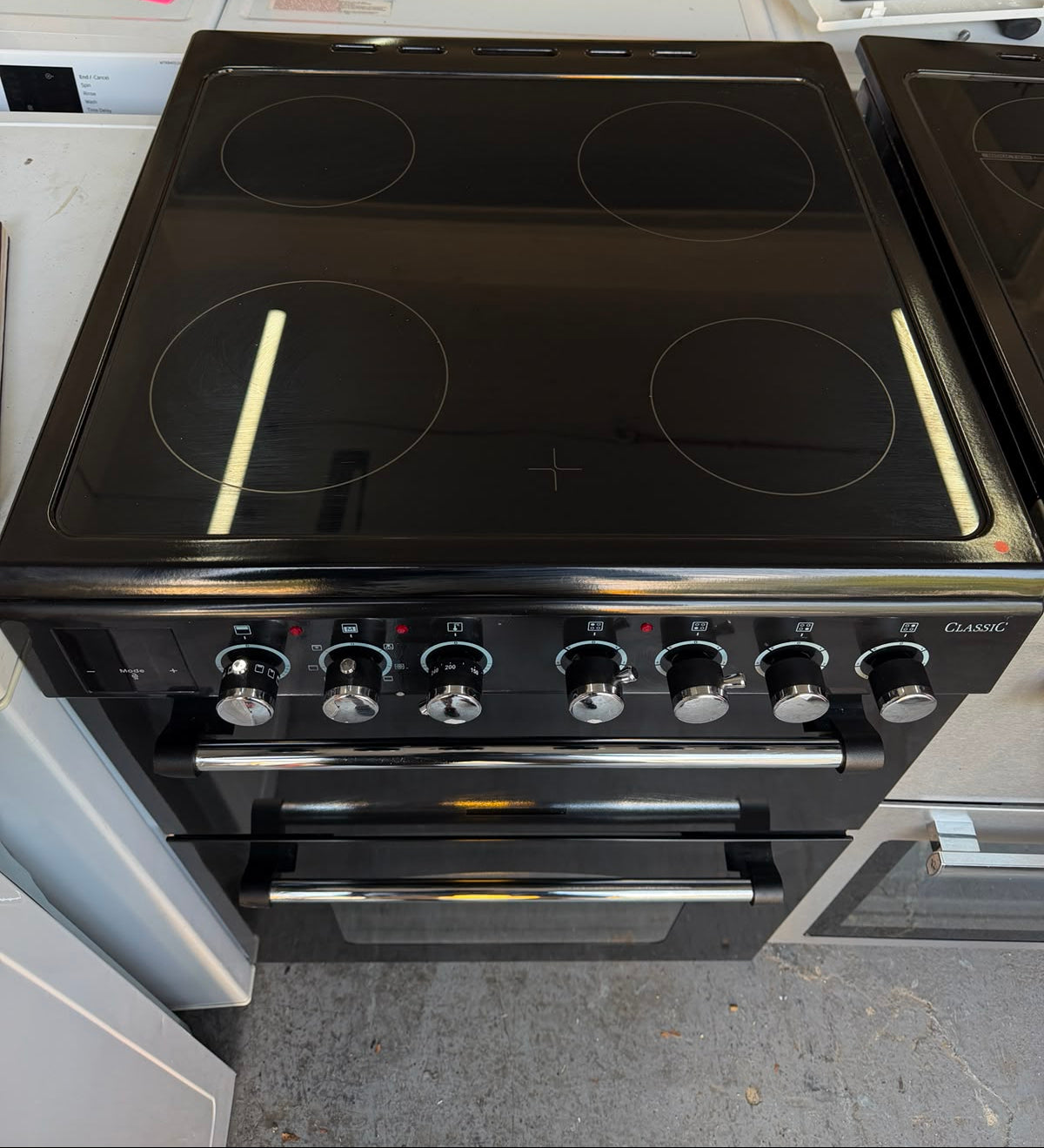 Rangemaster CLA60ECBL/C Classic 60cm Double Oven Electric Ceramic Cooker – Black/Chrome – Unused Grade A