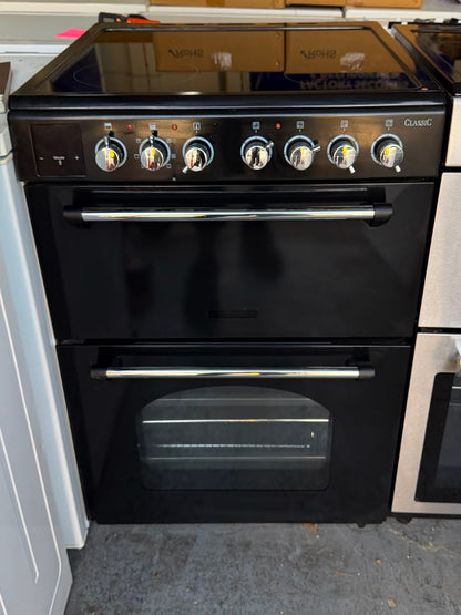 Rangemaster CLA60ECBL/C Classic 60cm Double Oven Electric Ceramic Cooker – Black/Chrome – Unused Grade A
