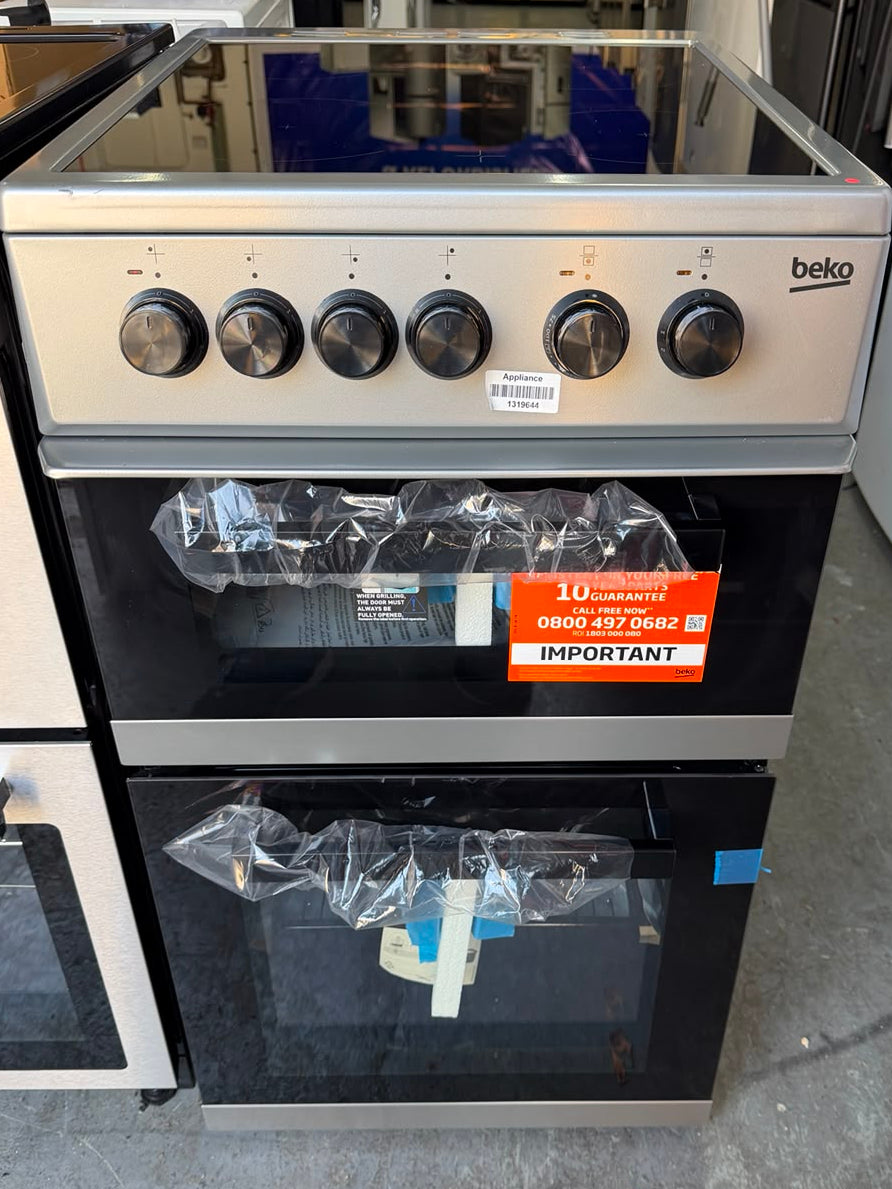 Beko KDC5422AS 50cm Double Oven Electric Ceramic Cooker – Silver – Unused Grade A
