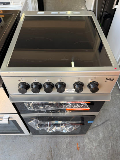 Beko KDC5422AS 50cm Double Oven Electric Ceramic Cooker – Silver – Unused Grade A