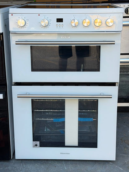 Hisense HDE3211BWUK 60cm Double Oven Electric Ceramic Cooker – White – Unused Grade A