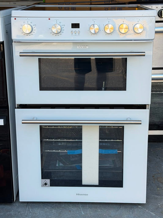 Hisense HDE3211BWUK 60cm Double Oven Electric Ceramic Cooker – White – Unused Grade A