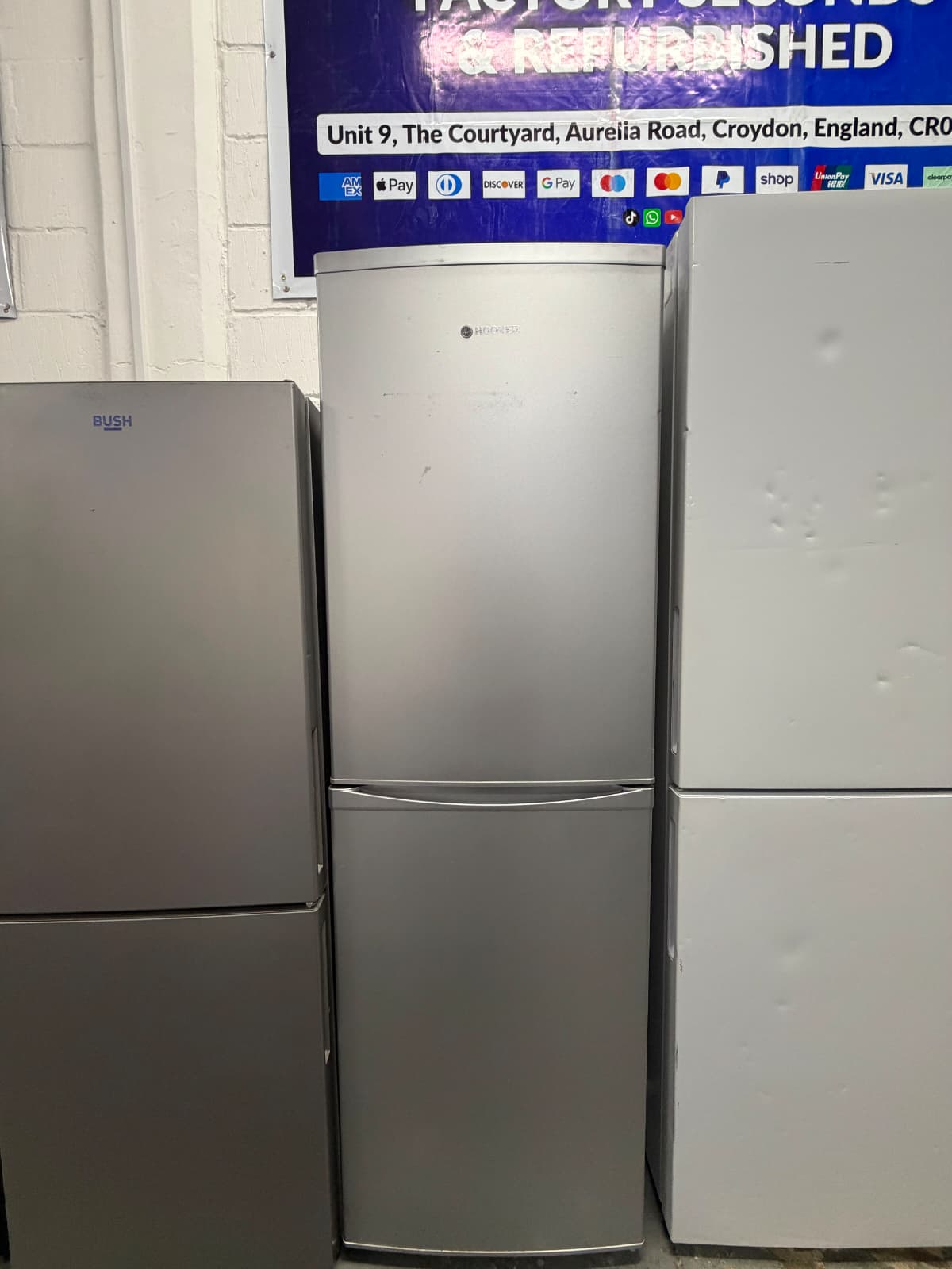Refurbished Hoover HFC17455SE 252L 50/50 Fridge Freezer – Silver