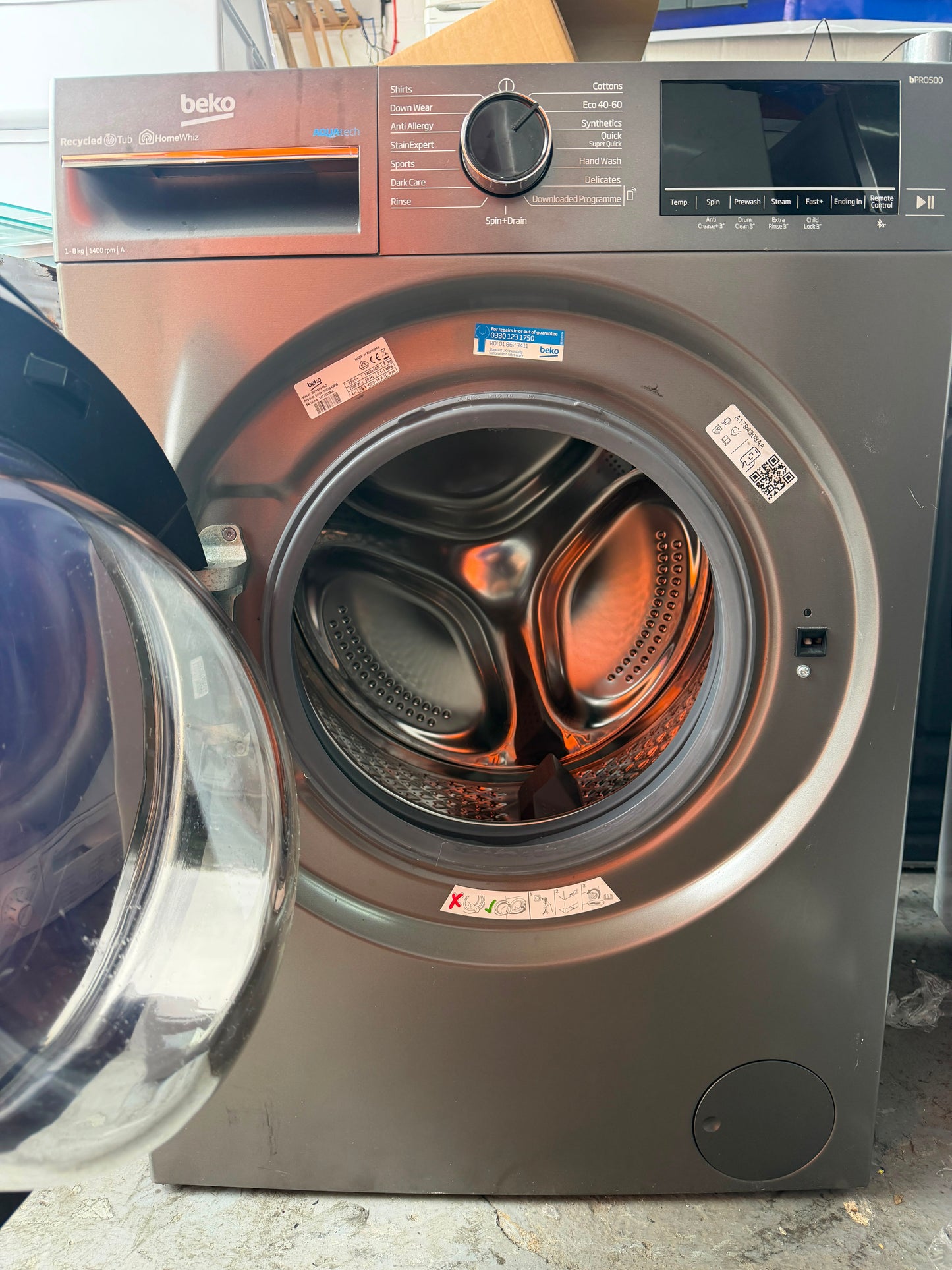Refurbished Beko B5W5841AG 8kg 1400RPM Washing Machine - Graphite