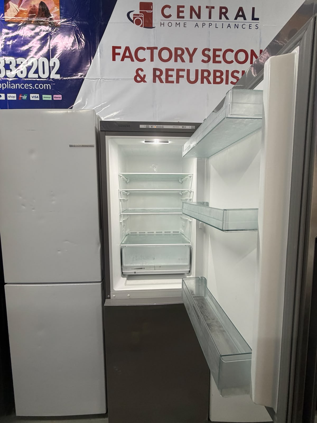 Refurbished Siemens KG33VVIEAG 289L Low Frost Fridge Freezer - Brushed Steel Anti-Fingerprint