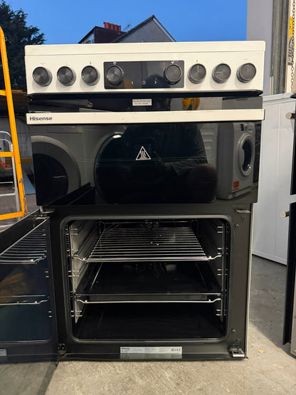 Hisense HDCEC6C20W 60cm Double Oven Electric Ceramic Cooker - New Grade A - White