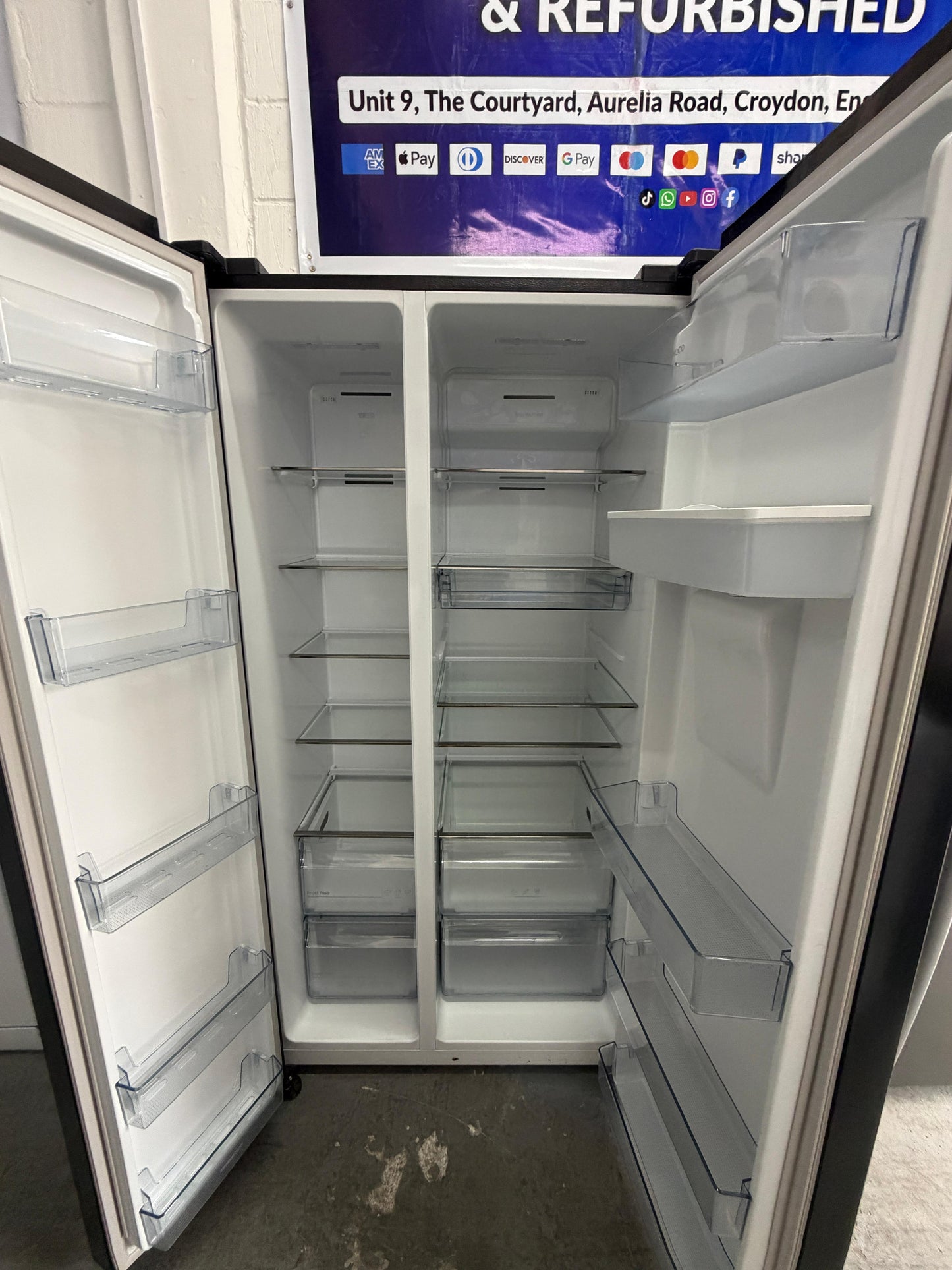 Refurbished Kenwood KSBSDB19 578L American-Style Fridge Freezer - Black