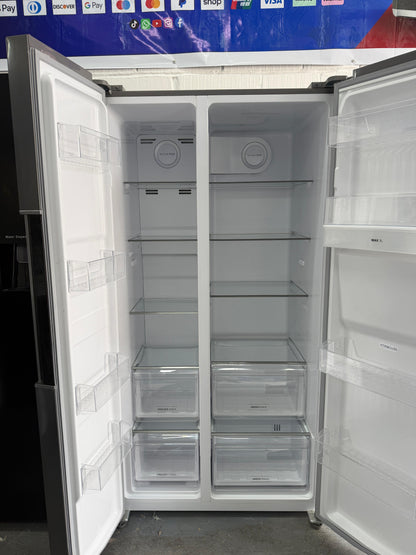 Refurbished Hoover HHSBSO6174XWDK 521L American-Style Fridge Freezer - Silver