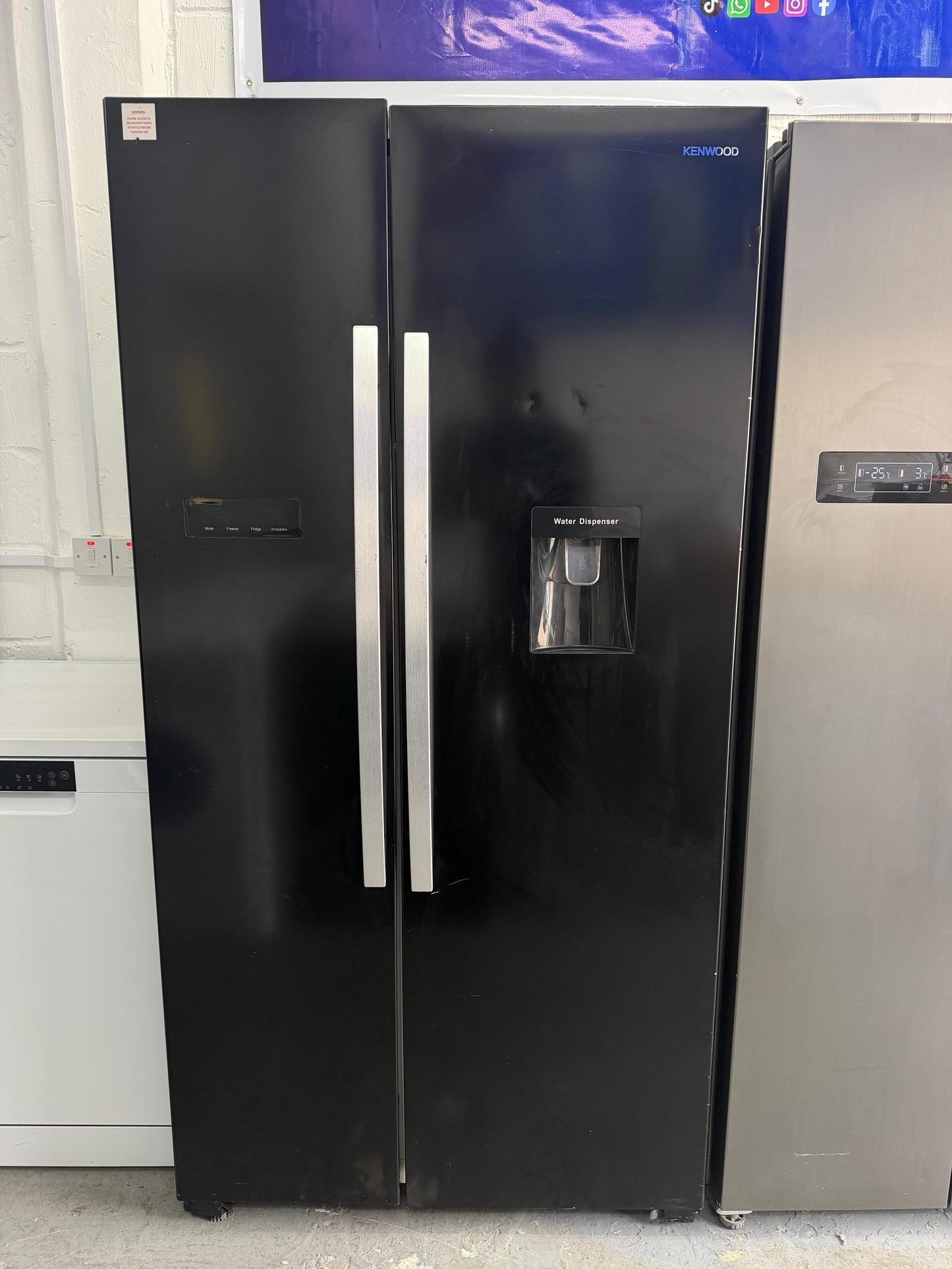 Refurbished Kenwood KSBSDB19 578L American-Style Fridge Freezer - Black