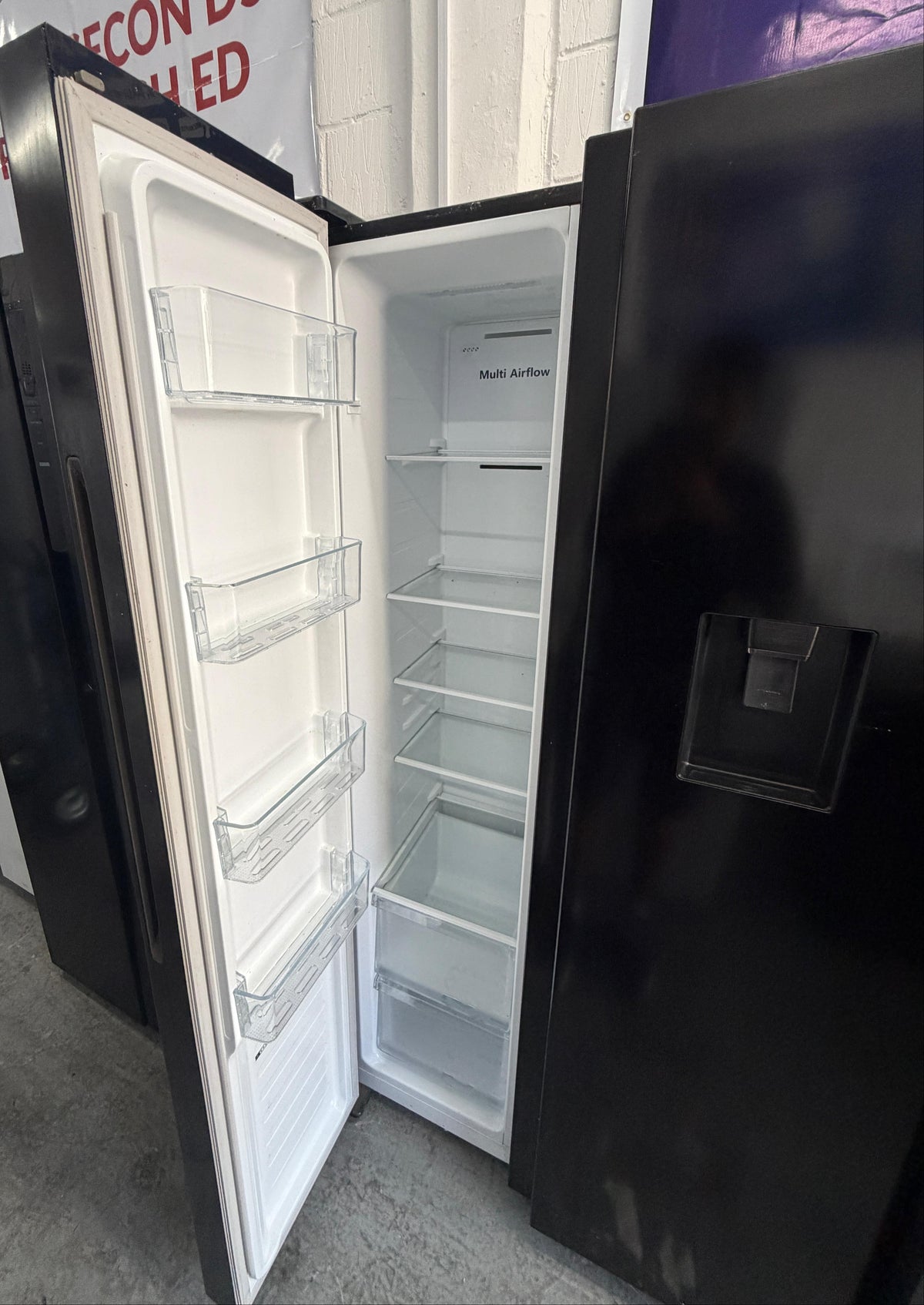 Refurbished Fridgemaster MS91521FFB 519L American-Style Fridge Freezer - Black