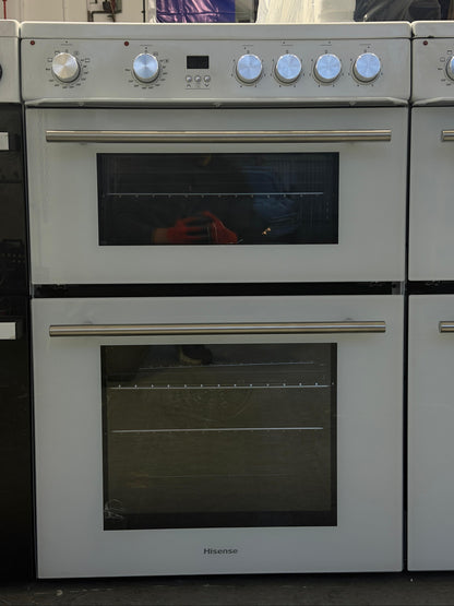 Hisense HDE3211BWUK 60cm Double Oven Electric Ceramic Cooker - Unused Grade B - White