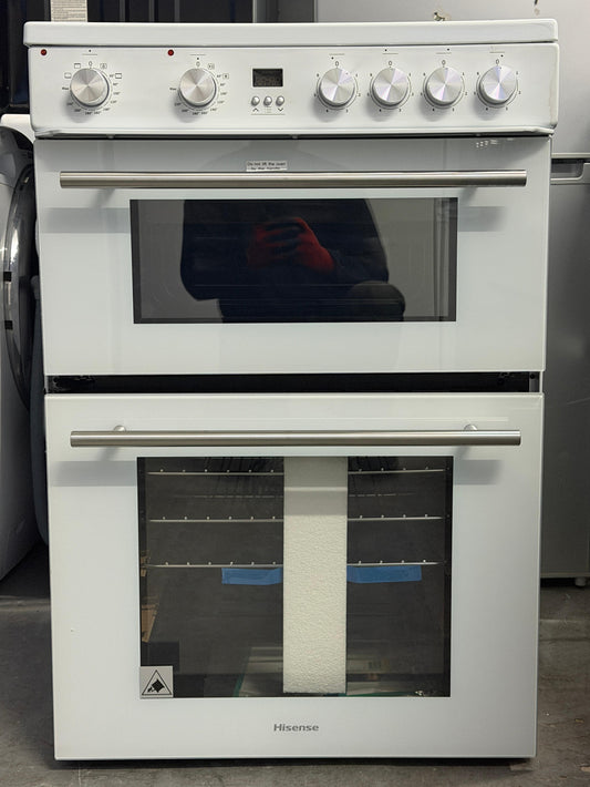 Hisense HDE3211BWUK 60cm Double Oven Electric Ceramic Cooker - New Grade A - White