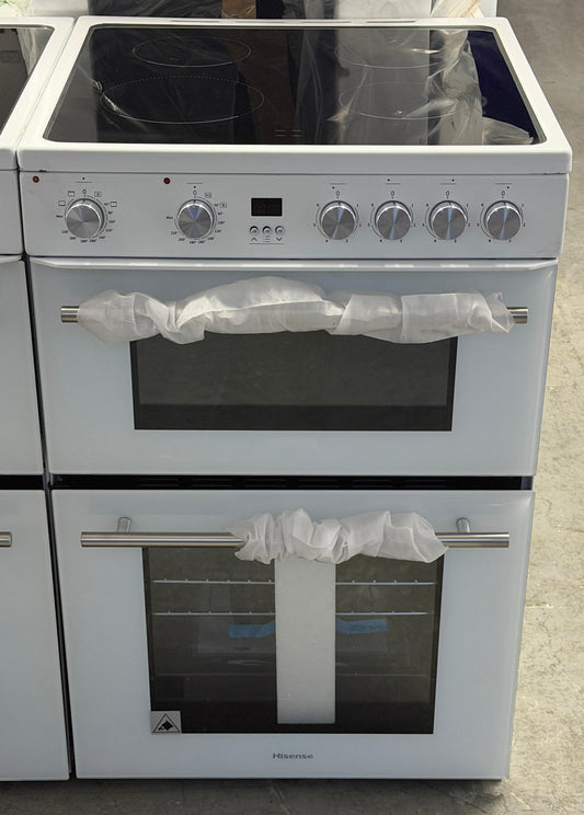 Hisense HDE3211BWUK 60cm Double Oven Electric Ceramic Cooker - Unused Grade  A - White