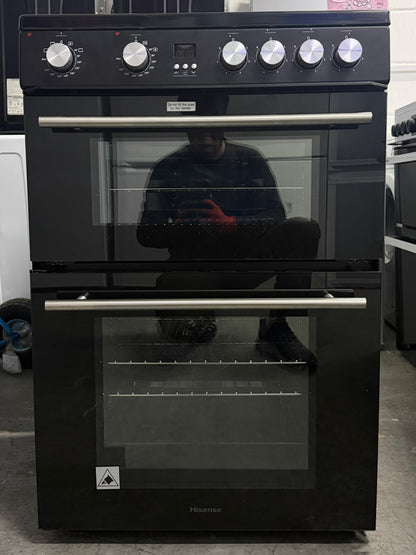 Hisense HDE3211BBUK 60cm Double Oven Electric Ceramic Cooker - New Grade A - Black