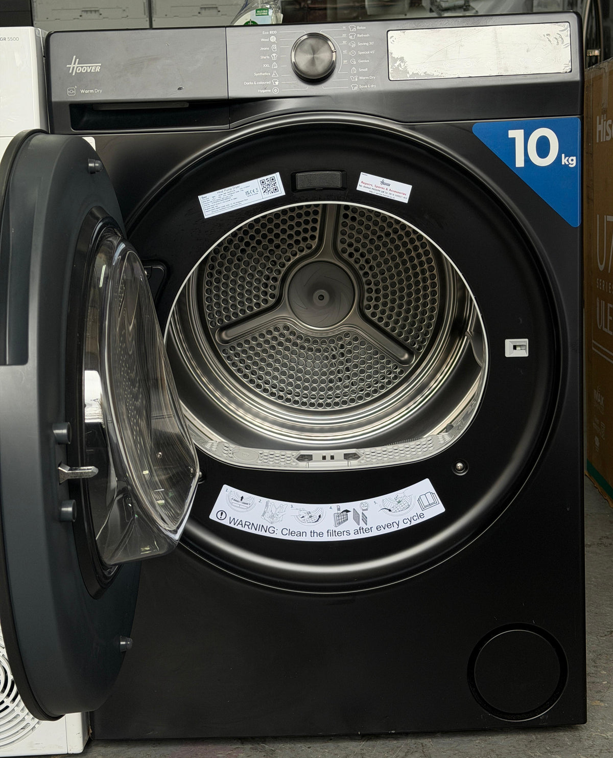 Refurbished Hoover HBR10N2BJX-80 10kg Heat Pump Tumble Dryer – Matt Black