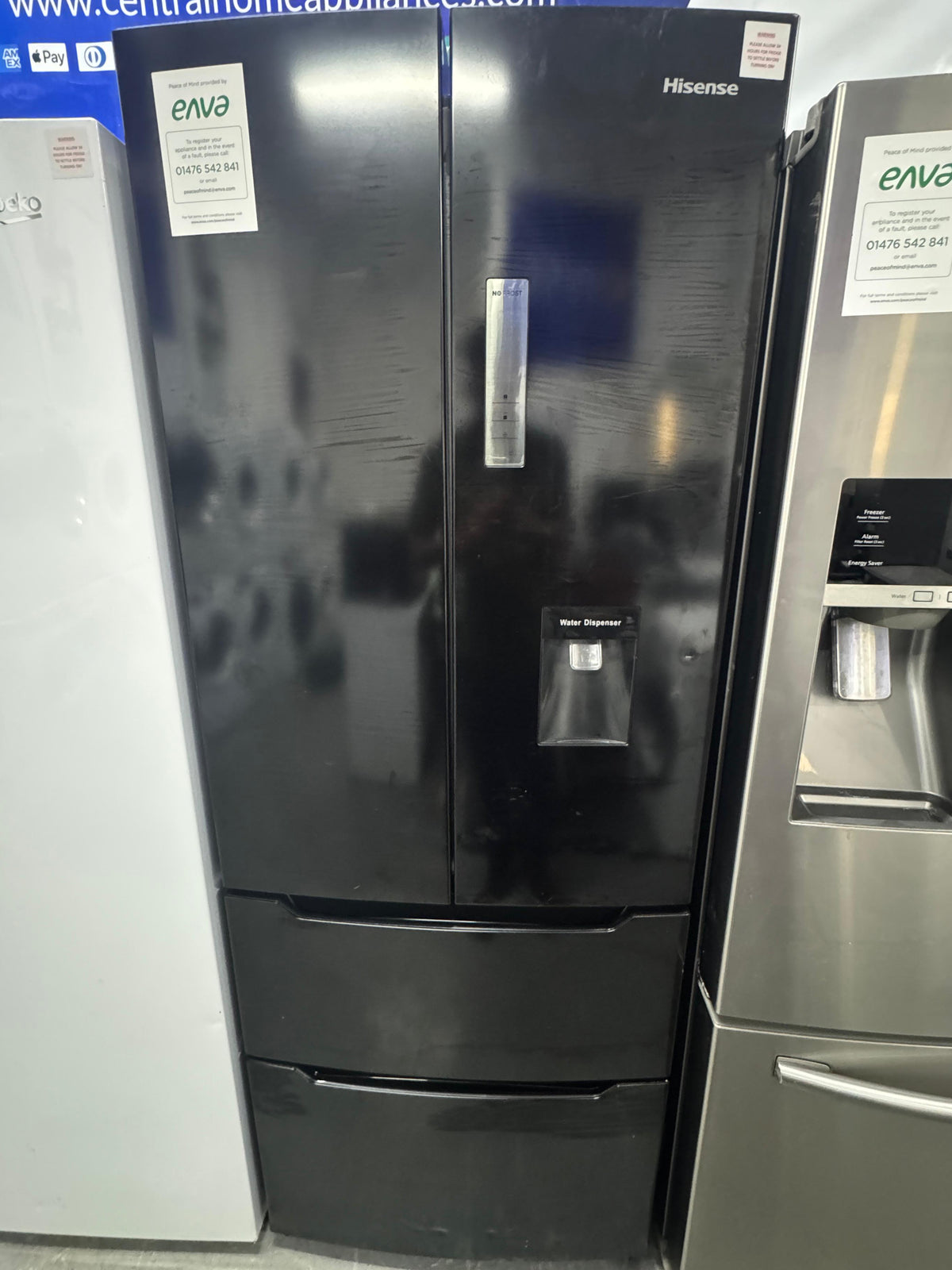 Refurbished Hisense RF528N4WB1 404L French Door Fridge Freezer - Black